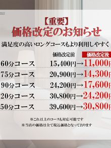 えっちなマッサージ屋さん 浜松店 価格改定のお知らせ